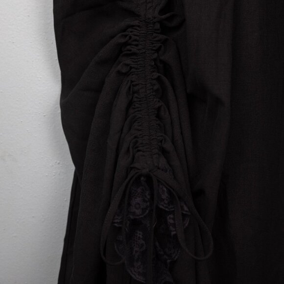 Scarlet Darkness black lace trim drawstring black dress-L - Picture 4 of 8